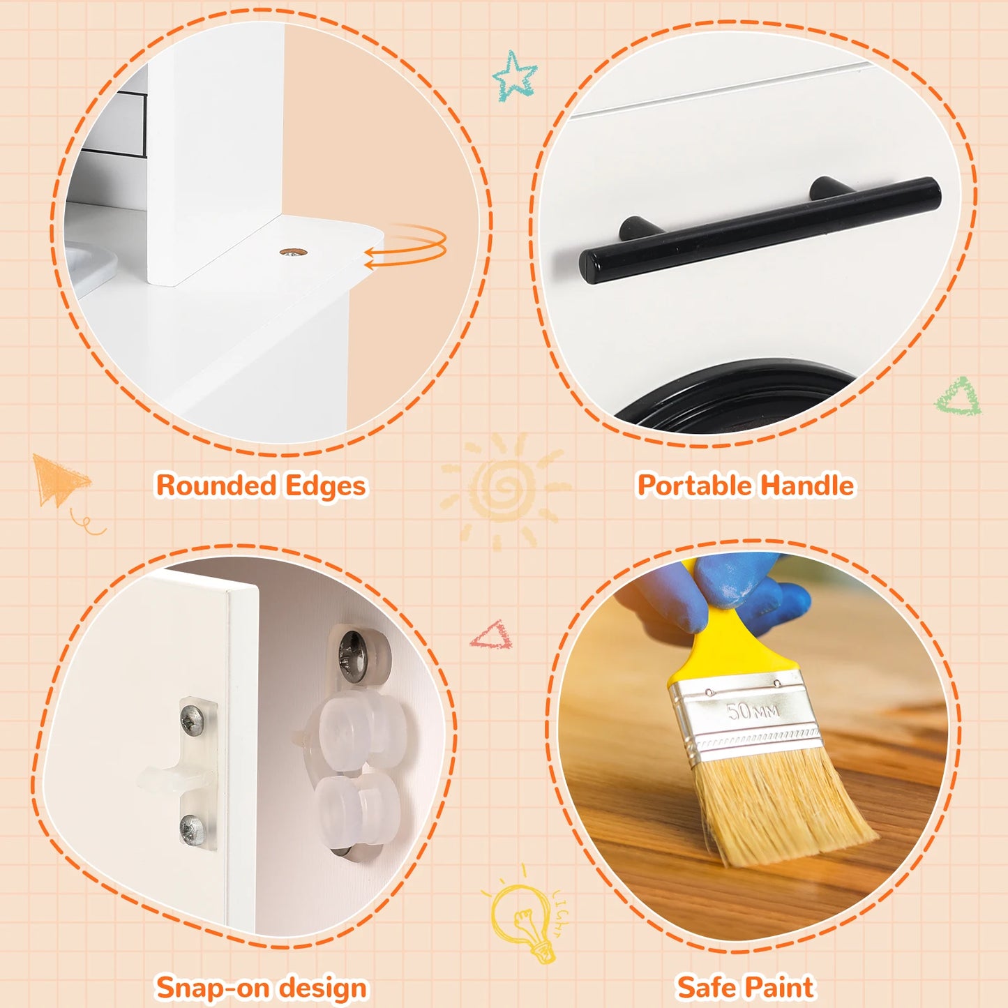 Wooden Kitchen Pretend Play Set with Simulated Light and Sound Effects, Food,Cookware - Ohberri