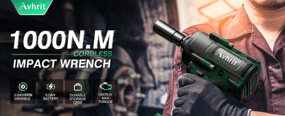 1/2" Cordless Brushless Impact Wrench 1000Nm(738Ft-lbs) w/ 2x5.0Ah Ohberri