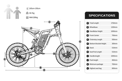Electric Bike 2000W 48V35AH 55km/h 20“*4.0 Off Road Mountain Ebike - Ohberri