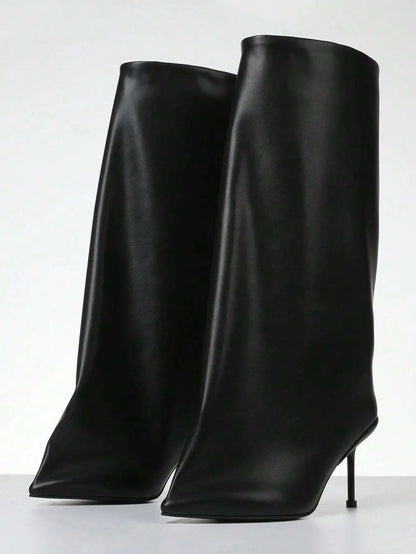 Knee High Slash Flare Boots Ohberri