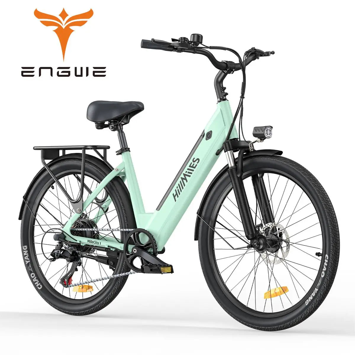 26'' Commuter Electric Bicycle 700W Peak Motor 7 Speed Electric Bike, Green - Ohberri