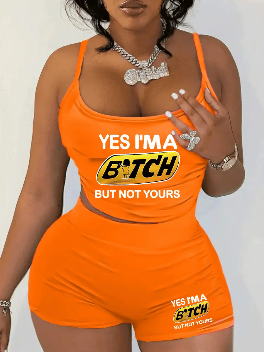 Sexy Spaghetti Strap Crop Tops And Short 2 Piece Sets Woman Outfit Ohberri