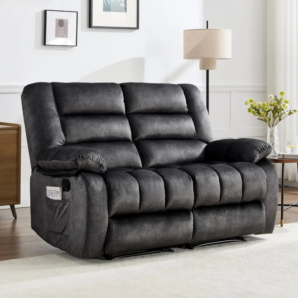Modern Reclining Sofa with Overstuffed Arms-Grey - Ohberri