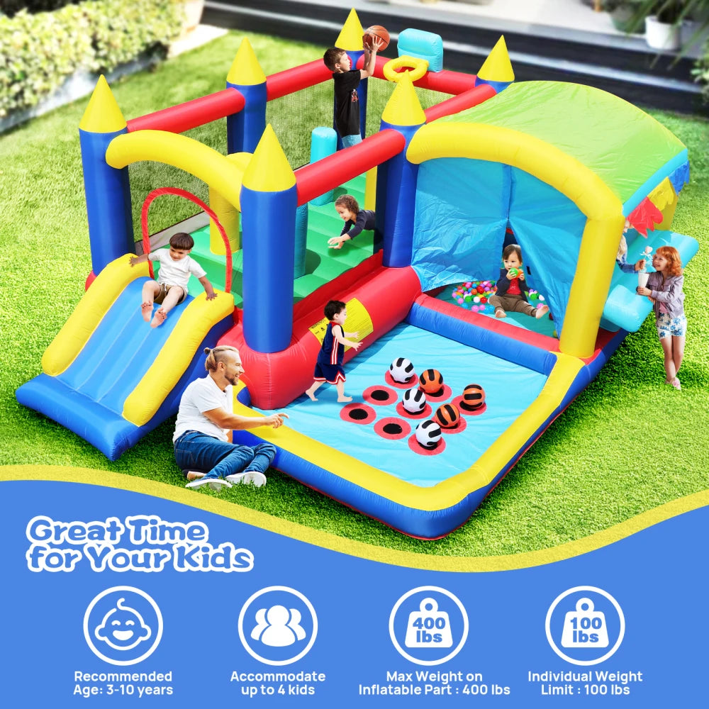 Inflatable Bouncer for Kids Complete Setup with Blower-80"X 91" - Ohberri