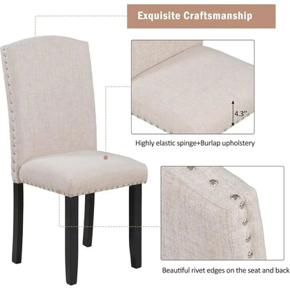 6 Pieces Dining Table Set with Bench, Rectangle Dining Table with 4 Upholstered Chairs & a Bench, Wood Ohberri