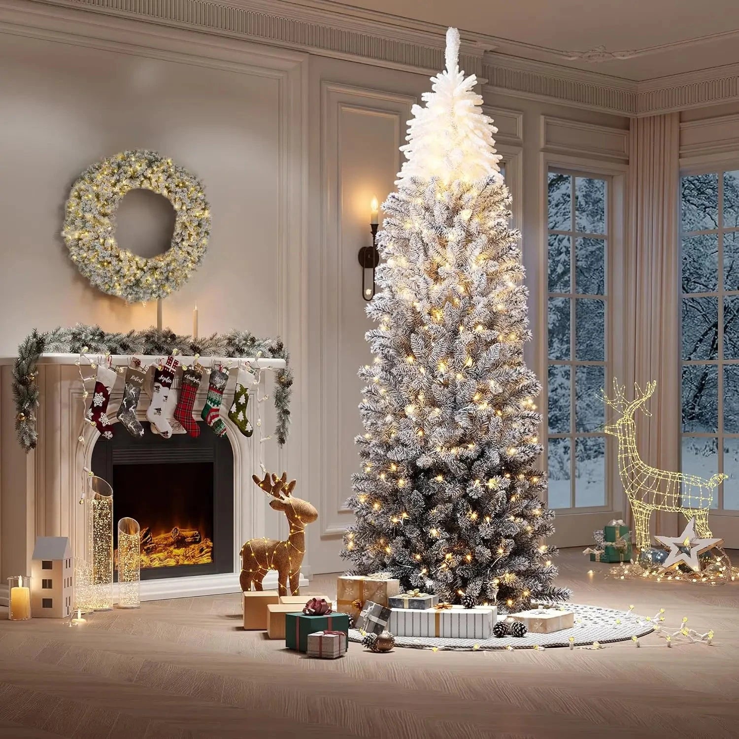 6Ft 7.5FT Prelit Christmas Tree with Lights Slim Artificial Ohberri