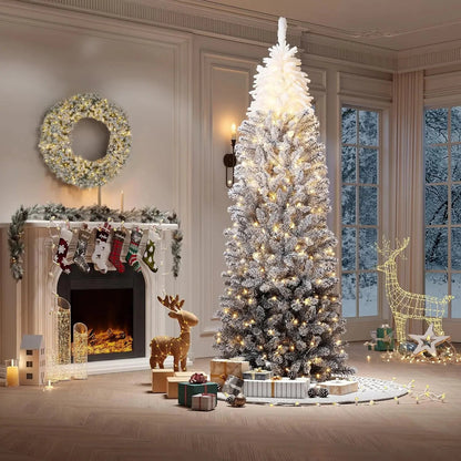 6Ft 7.5FT Prelit Christmas Tree with Lights Slim Artificial Ohberri