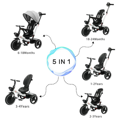 Tricycle Stroller Bike , 5-in-1, Adjustable Canopy, Sitting & Lying,Celerity - Ohberri