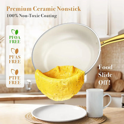 15-Pieces, Pots and Pans Set Non Stick, Oven Safe Non Toxic Cookware Set Ohberri