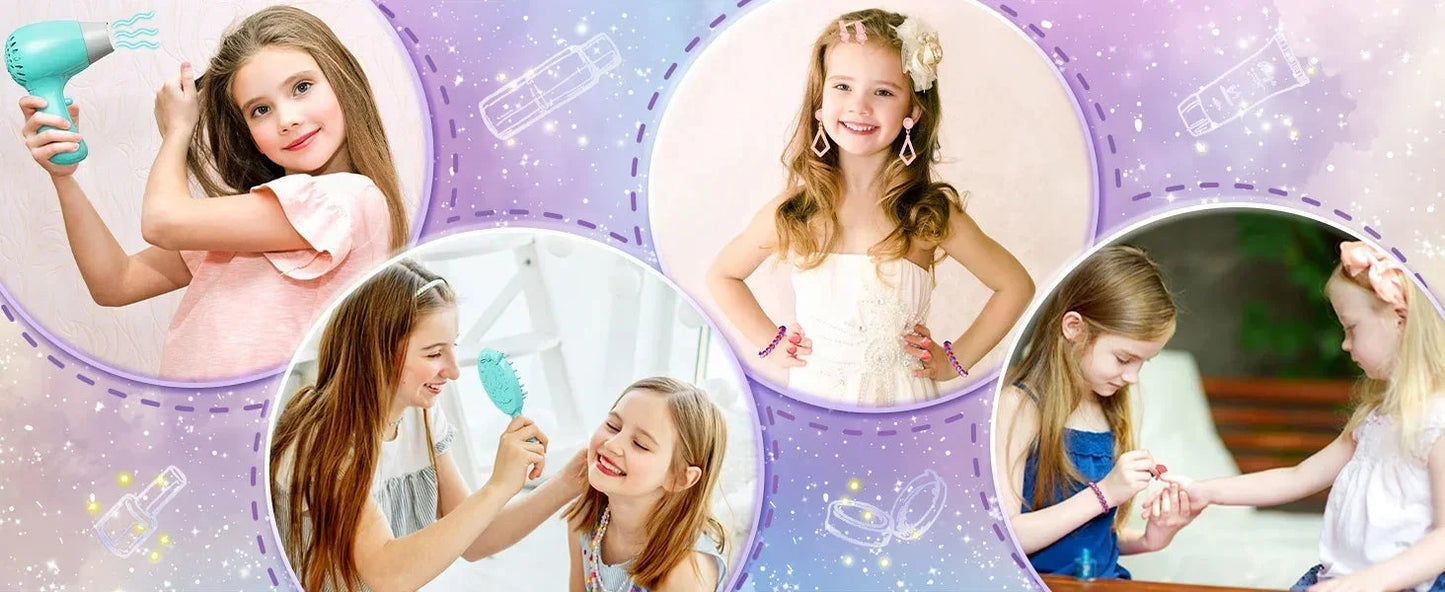 Toddler Vanity Makeup Table with Mirror and Chair Ohberri