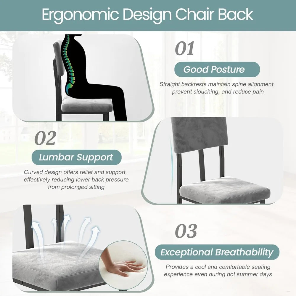 5-Piece Faux Marble Dining Set | 47.24" Table with 4 Velvet Chairs, Modern Minimalist for Small Spaces Ohberri