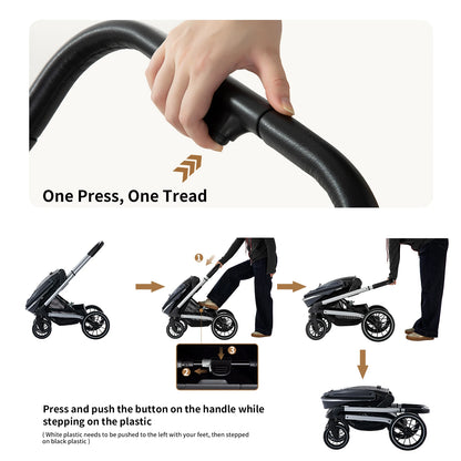 Baby Stroller Reversible Seat with Bassinet Mode - Ohberri