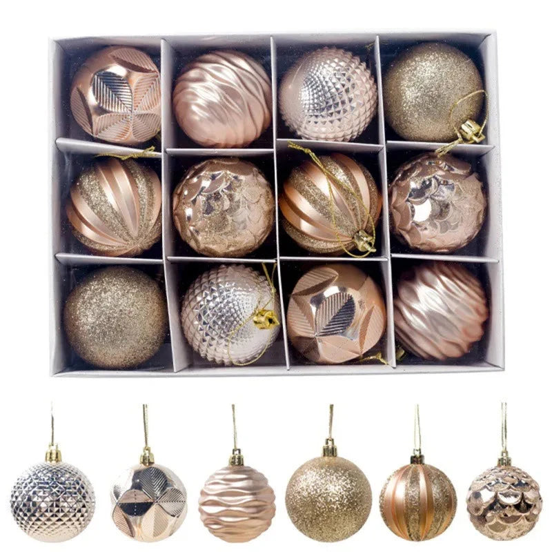 12pcs 6cm Assorted Christmas Ball Pendant Ball Ornament Set Ohberri