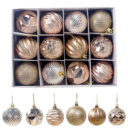 12pcs 6cm Assorted Christmas Ball Pendant Ball Ornament Set Ohberri