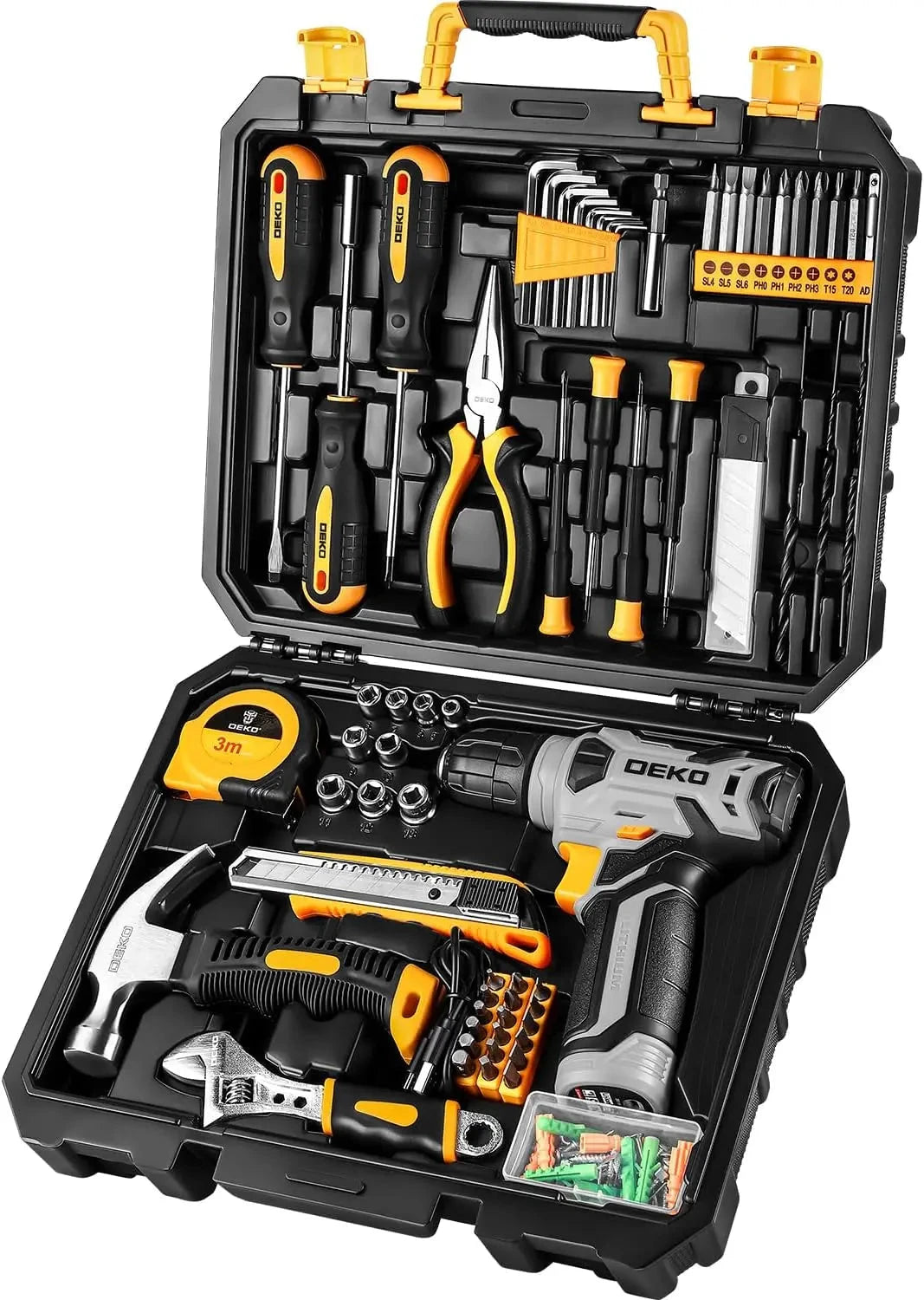 DEKO 126 Piece Power Tool Combo Kits with 8V Cordless Drill, 10MM 3/8'' Ohberri