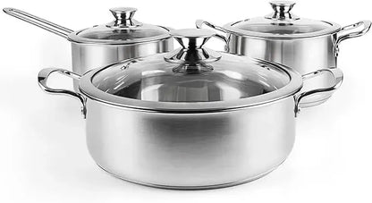 Stainless Steel Cookware Set, 16-Piece Pots and Pans Set Non Toxic Ohberri