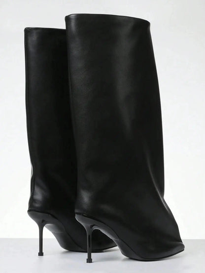 Knee High Slash Flare Boots Ohberri