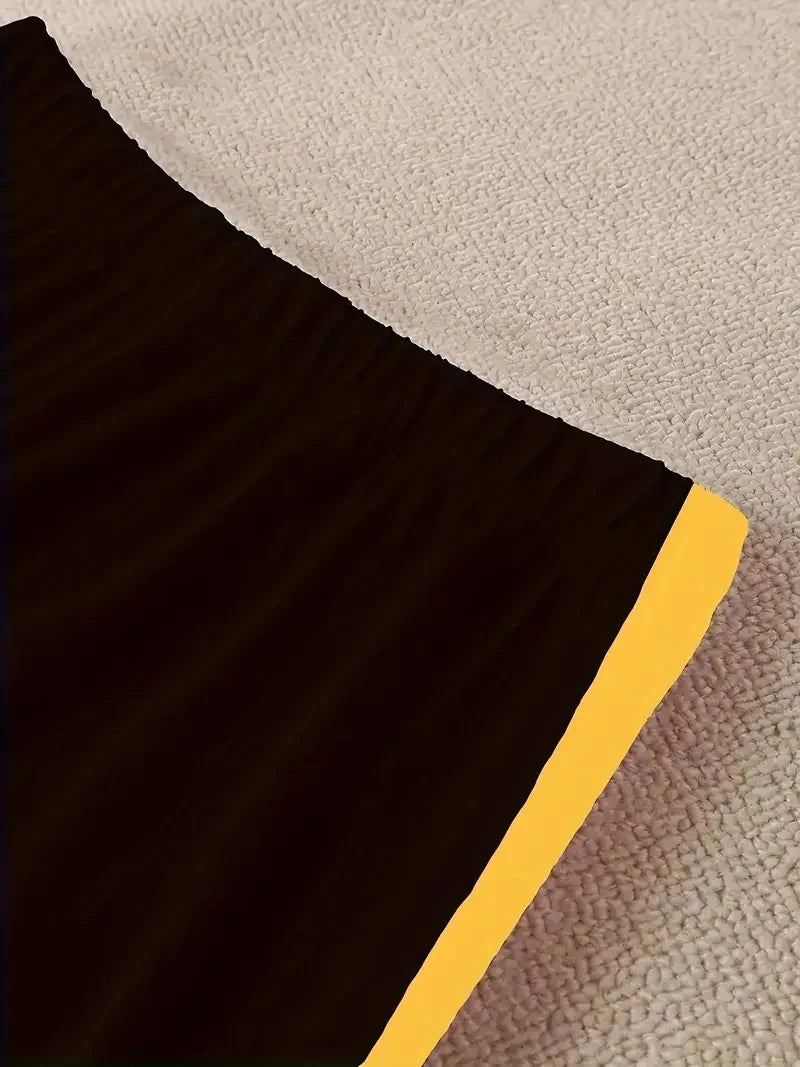 Plus Size Striped Letter Print Short-Sleeved Trousers Two-Piece Suit Ohberri