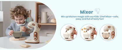 Wooden Toy Kitchen Set Play Kitchen Blender with Realistic Sounds - Ohberri