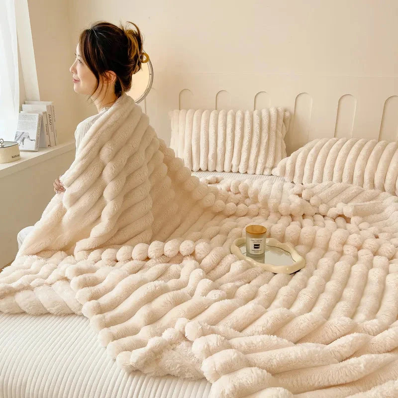Luxurious Super Soft Faux Rabbit Fur Blanket Ohberri