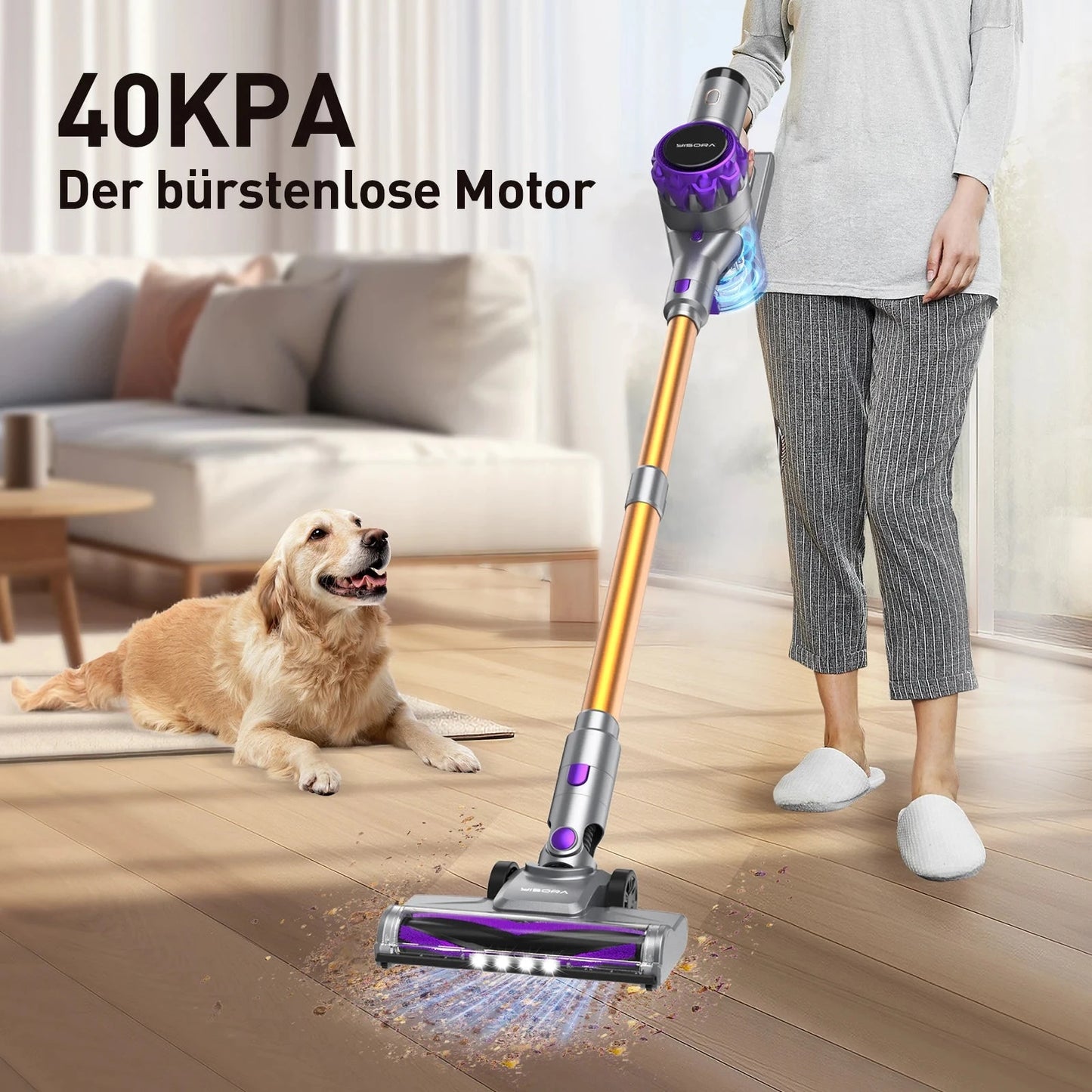Cordless Vacuum Cleaner 55Mins Running Time with Touchscreen Ohberri
