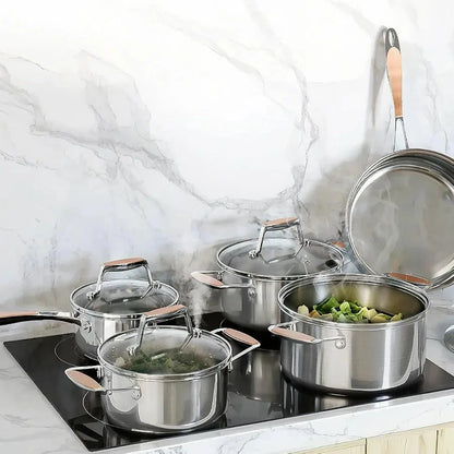 5Ply Stainless Steel Cookware Set with 10 Pieces for Induction Ohberri