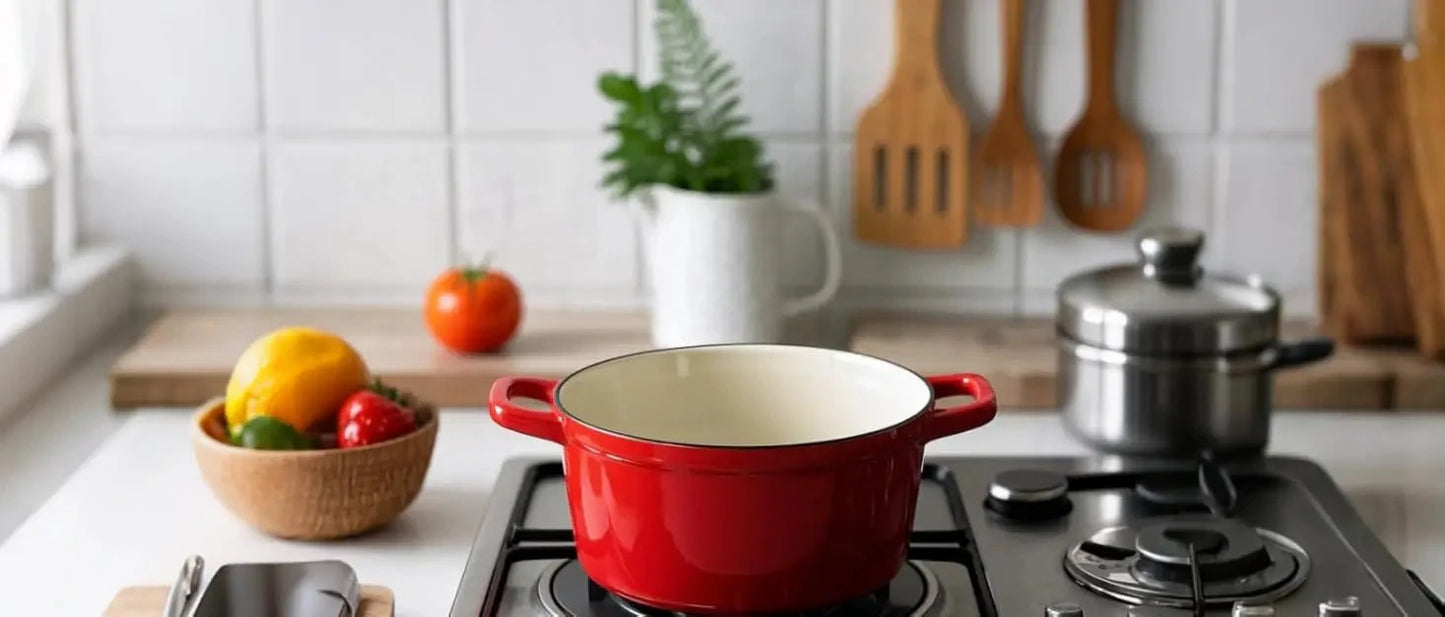 Nonstick Enameled Cast Iron Cookware Set 7-Pcs Ohberri