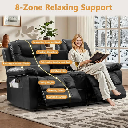 Power Reclining Sofa – Electric Double RV Sofa with LED Lights - Ohberri