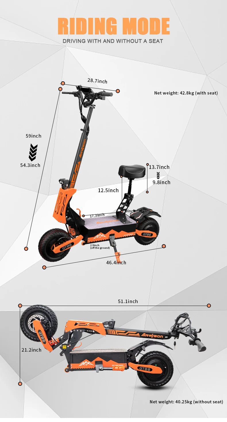 5600W Adult Electric Scooter Dual Motor Top Speed 46MPH,60V27AH, 11-inch Off-Road Tires Sport Ohberri