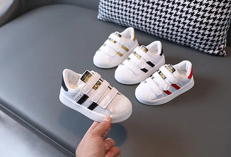 Children's Sneakers Kids Fashion Design White Non-slip Casual Shoes Boys Girls Hook Breathable Sneakers Toddler Outdoor Shoes Ohberri