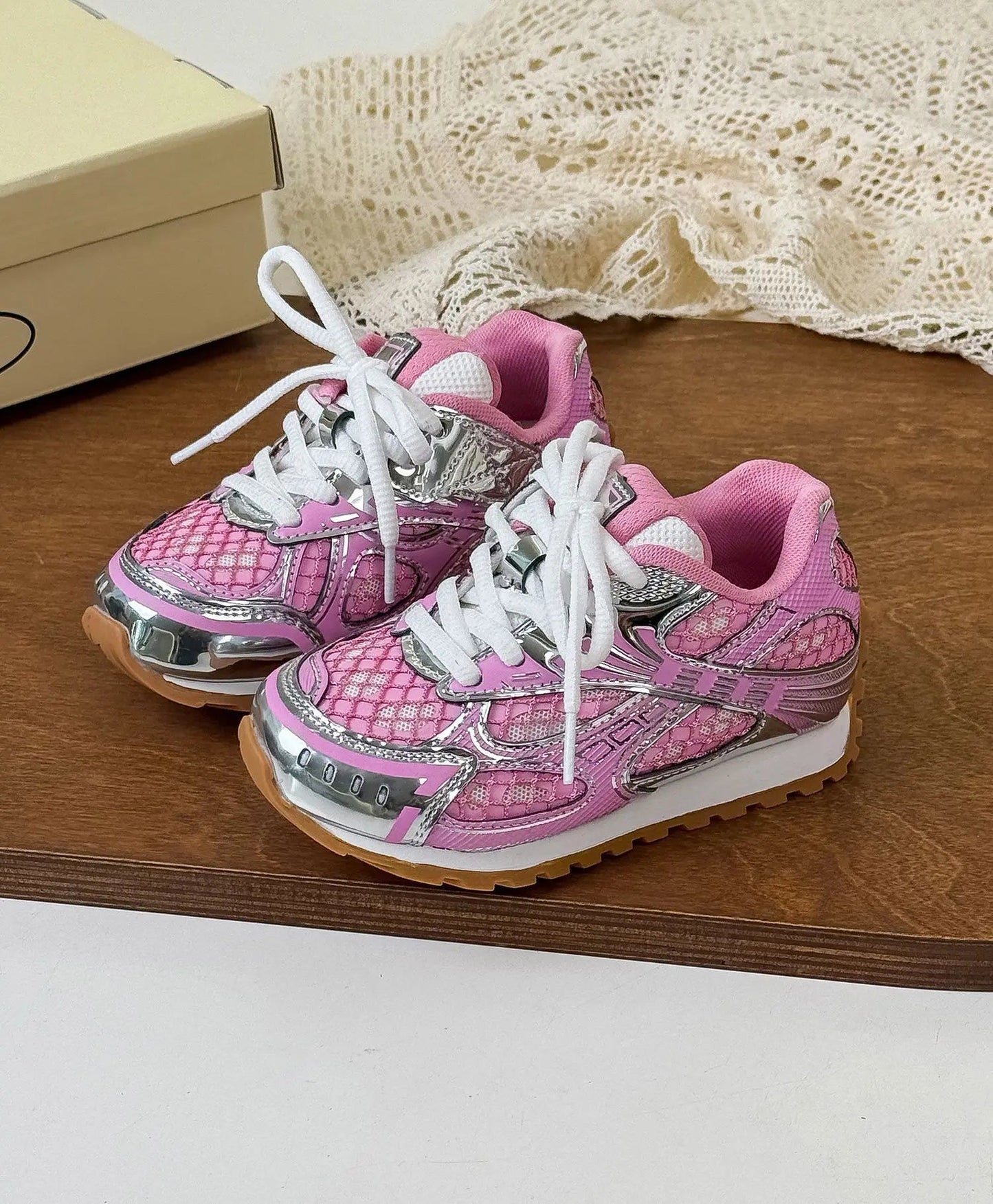 2025 Spring Toddler Kid Breathable Orbit Metallic Rubber Mesh Sneaker Children Casual Fashion Shoe Boy Girl Sports Walking Shoes Ohberri