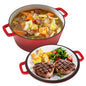 2-in-1 Enameled Cast Iron Dutch Oven Large Double Handle - Oven Safe up to 500°F Ohberri