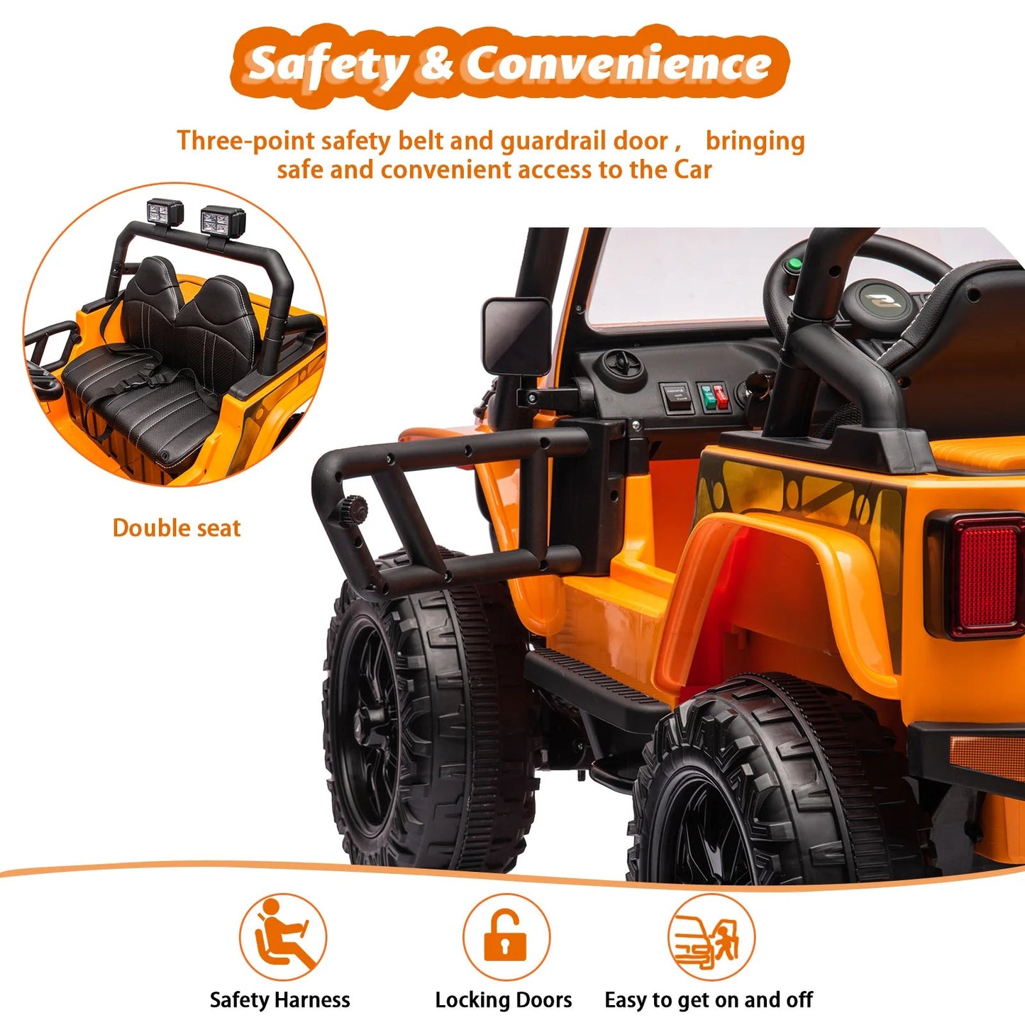 2 Seater Electric Truck with Remote Control 4.3 MPH Max Speed Bluetooth 4WDS Led Headlight & Music Ohberri
