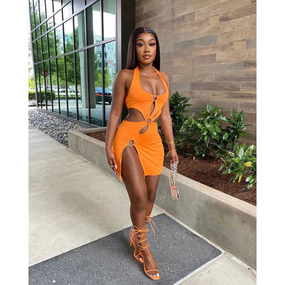 Short skirt sexy sleeveless hollow out dress Ohberri