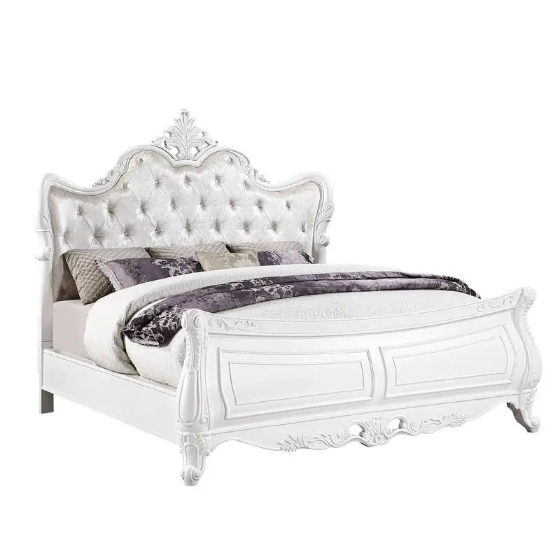 Modern 5-Piece Queen Bedroom Set in Pearl White Wood Finish - Ohberri