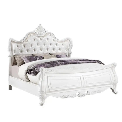 Modern 5-Piece Queen Bedroom Set in Pearl White Wood Finish - Ohberri