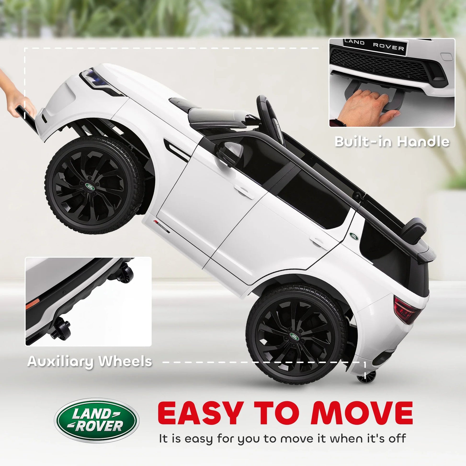 Land Rover Licensed 12V Kids Ride on Car W/ Soft Start, White Ohberri