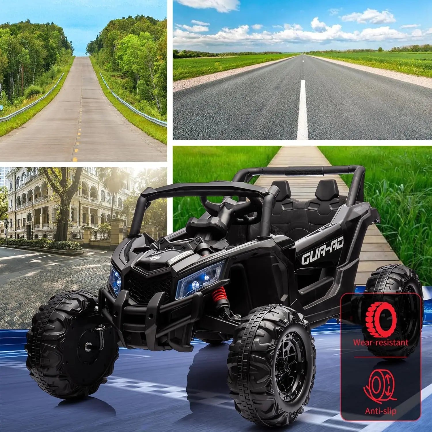 2 Seater Ride On Car, 24V Kids Ride On UTV Car w/Remote Control Ohberri