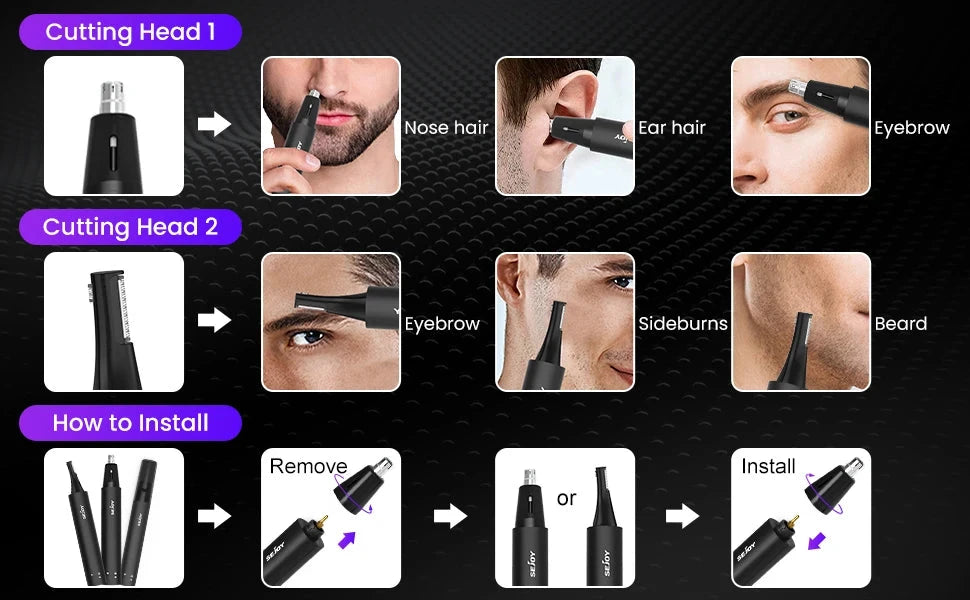2-IN-1 Nose Hair Trimmer Men Women Ear Hair Trimmer Small Electric Trimmer Ohberri