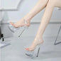 Stiletto Sandals - Open Toe, Transparent Ankle Strap, High Heels Ohberri