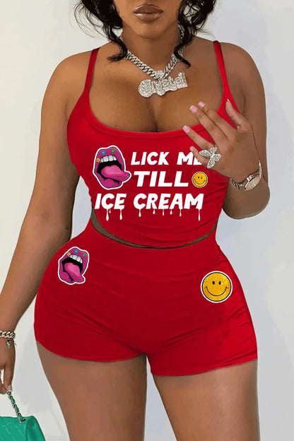 Sexy Spaghetti Strap Crop Tops And Short 2 Piece Sets Woman Outfit Ohberri