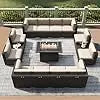 15 Piece Patio Furniture Set with Fire Pit Table, Outdoor Conversation Sets Wicker Rattan S Ohberri