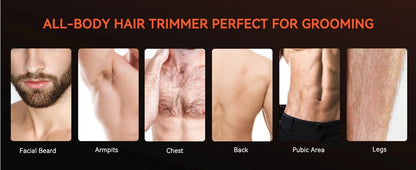 3 in 1 Men Bidirectional Body Hair Trimmer Electric Shaver IPX6 Waterproof Double-edged Razor Ohberri