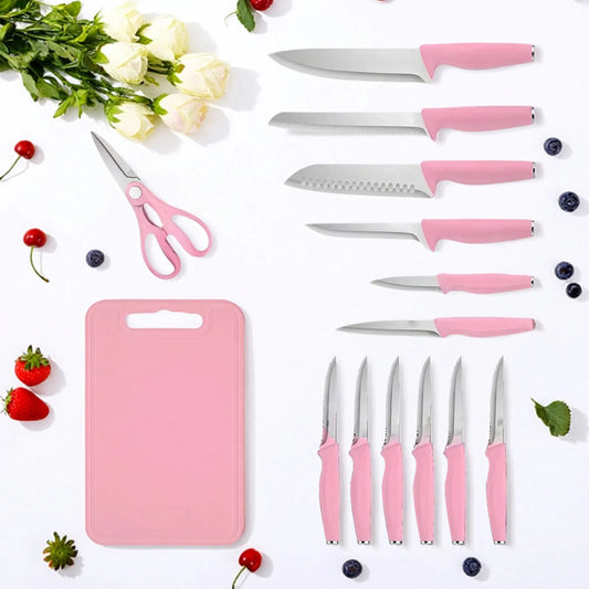 15-piece kitchen stainless steel knife set with knife holder Ohberri