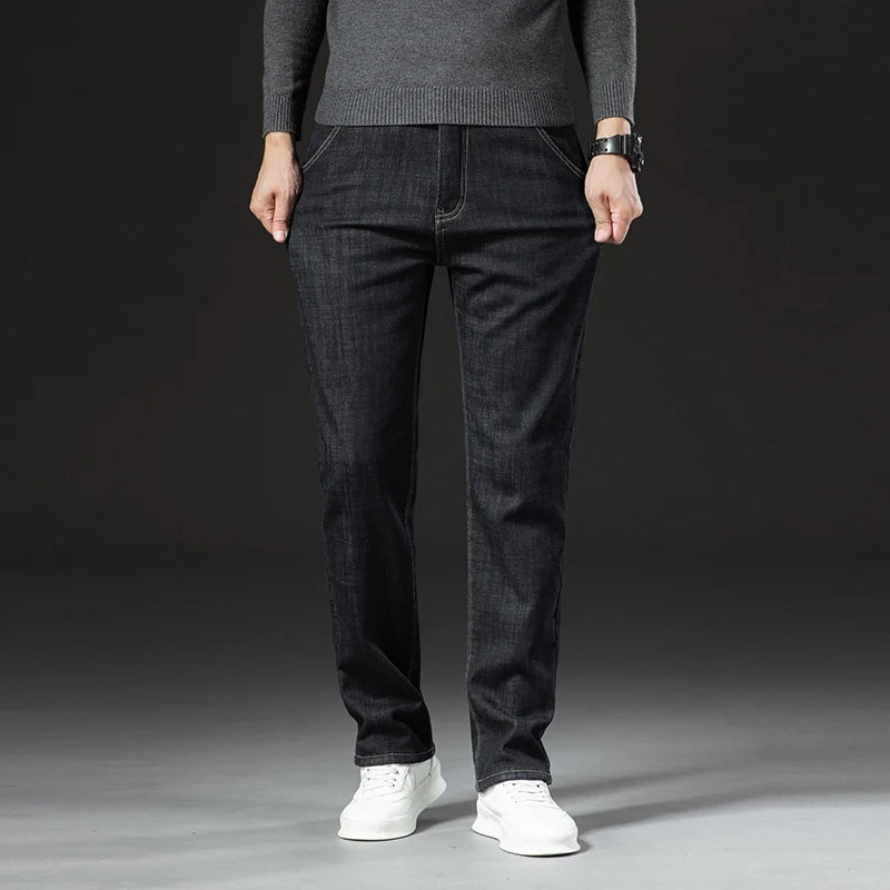 Winter Lamb Fluff Denim Straight Pants Ohberri