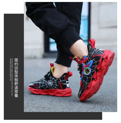 Disney Boys Shoes LED Lights Cartoon Autumn Children's Sports Shoes Leather Non-slip Children's Running Shoes Sneaker Size 25-35 Ohberri