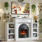 78" electric fireplace with mantel,farmhouse tv stand with 30" electric fireplaces heater Ohberri