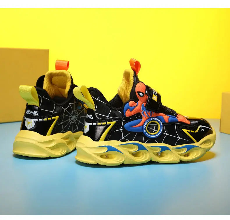 Disney Boys Shoes LED Lights Cartoon Autumn Children's Sports Shoes Leather Non-slip Children's Running Shoes Sneaker Size 25-35 Ohberri