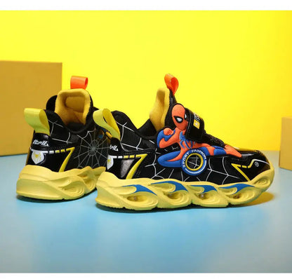 Disney Boys Shoes LED Lights Cartoon Autumn Children's Sports Shoes Leather Non-slip Children's Running Shoes Sneaker Size 25-35 Ohberri