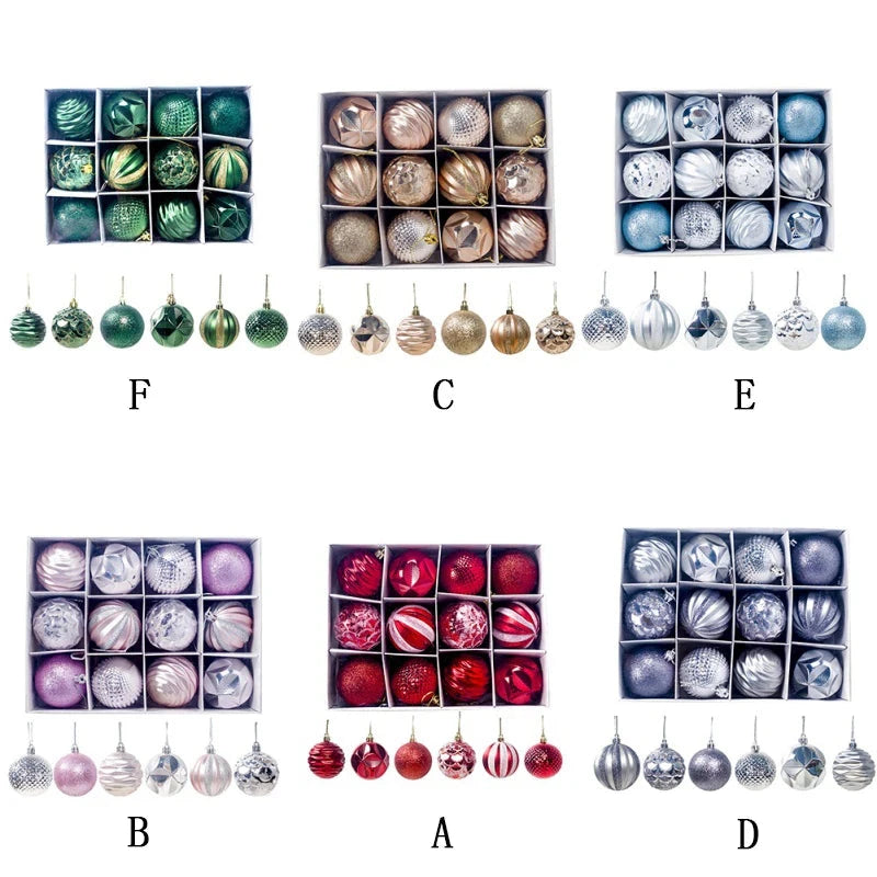 12pcs 6cm Assorted Christmas Ball Pendant Ball Ornament Set Ohberri
